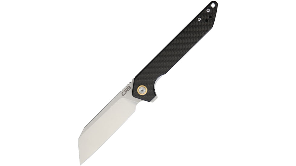 CJRB Rampart Linerlock CF Folding Knife, 3.5 stonewash finish D2 tool steel blade, Carbon fiber handle, J1907-CF