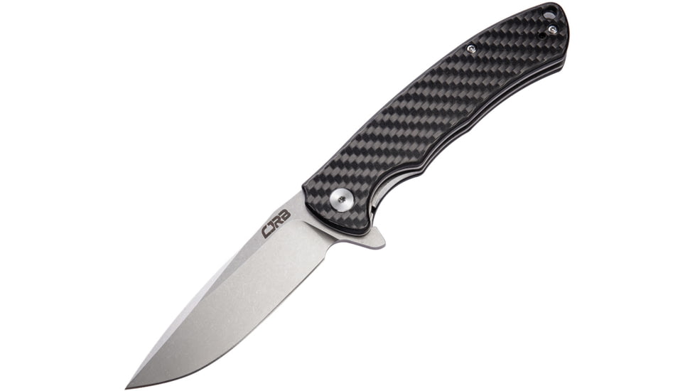CJRB Taiga Linerlock CF Folding Knife, 3.75 stonewash finish D2 tool steel blade, Carbon fiber handle, J1903-CF