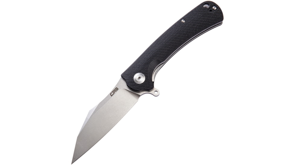 CJRB Talla Linerlock Black D2 Folding Knife, 3.5 stonewash finish D2 tool steel blade, Black textured G10 handle, J1901-BKC