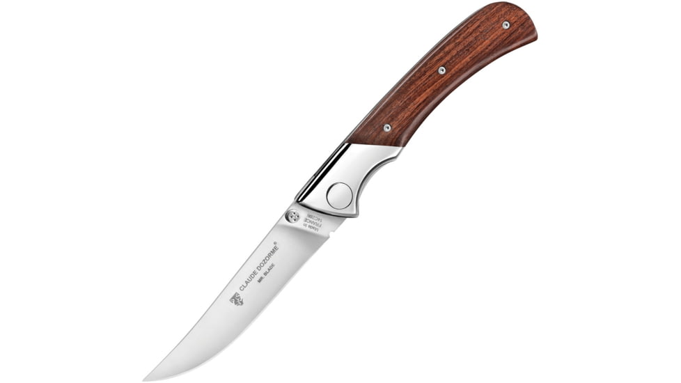 Claude Dozorme EOK Hunting Linerlock Wood Folding Knife, 4.25in Satin 14C28N Sandvik SS Blade, Rosewood Handle, SS Bolster, Thumb Stud, Dozorme Adjustment Wrench In Bolster To Retighten Axis, Gift Boxed., 1.15.140.55