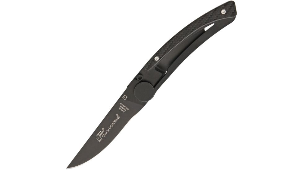 Claude Dozorme Thiers Linerlock Black CF Folding Knife,3in,Standard Edge,Black CLD19014203N