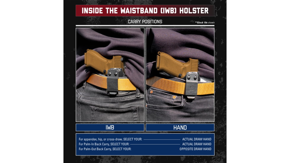 Clip &amp; Carry IWB Kydex Holster for the Walther PDP Compact &amp; Full Size 4in, Black, Left-Handed, WPDP-4-BLK-L