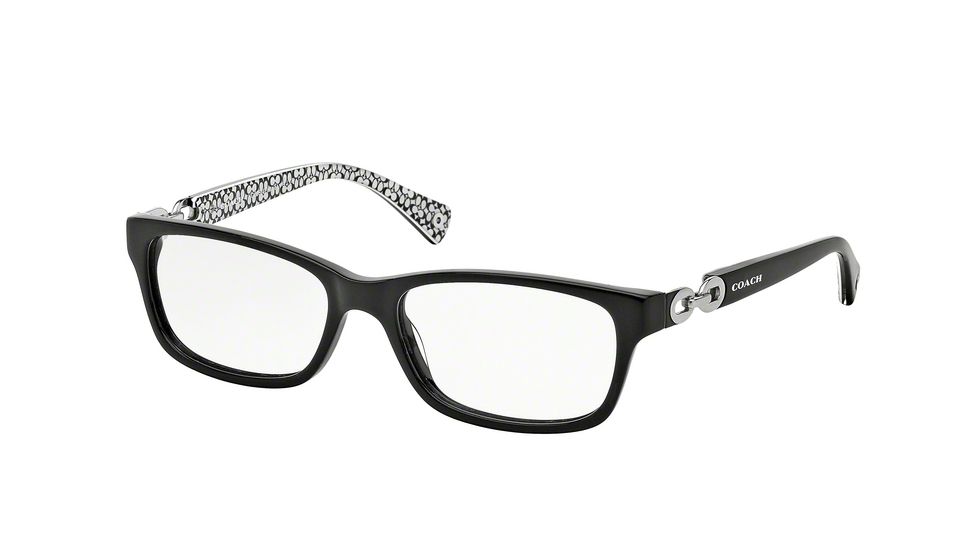 Coach FANNIE HC6052 Progressive Prescription Eyeglasses 5214-52 - Black/Black White Sig C Frame