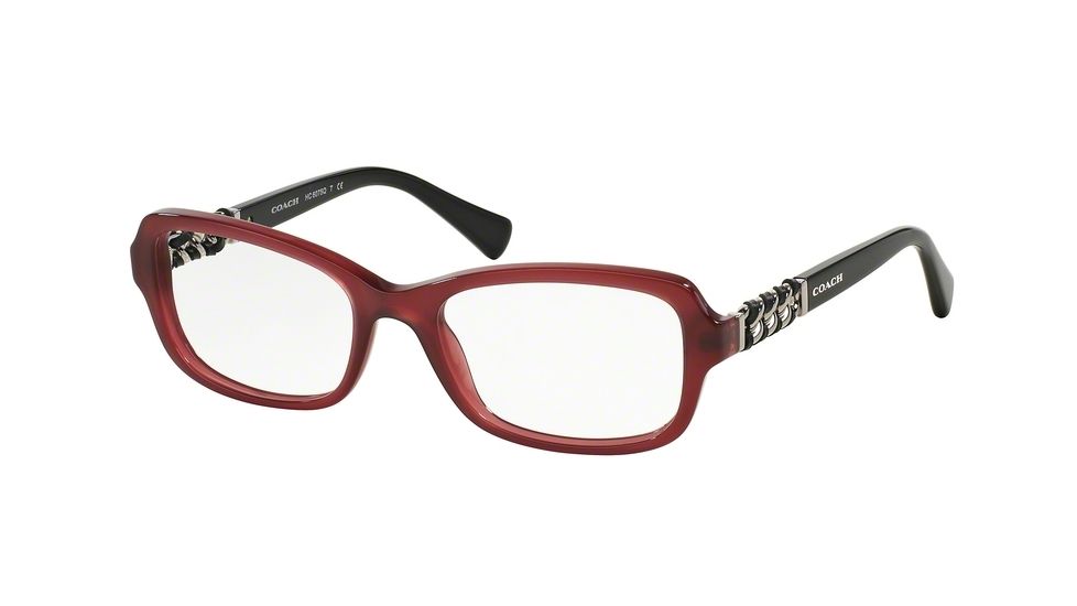 Coach HC6075QF Single Vision Prescription Eyeglasses 5321-52 - Milky Black Cherry/Black Frame