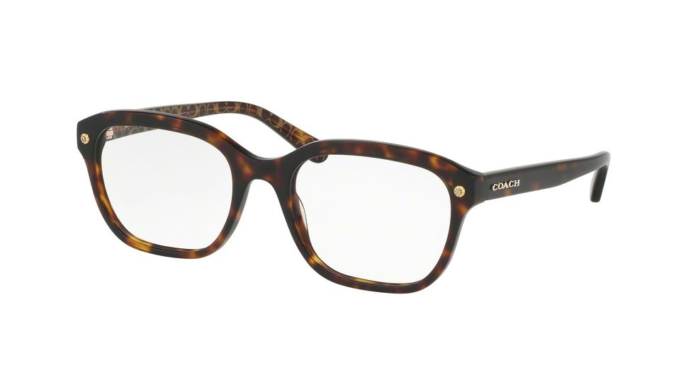Coach HC6094 Single Vision Prescription Eyeglasses 5394-52 - Dark Tort/Dark Tort Gold Sig C Frame