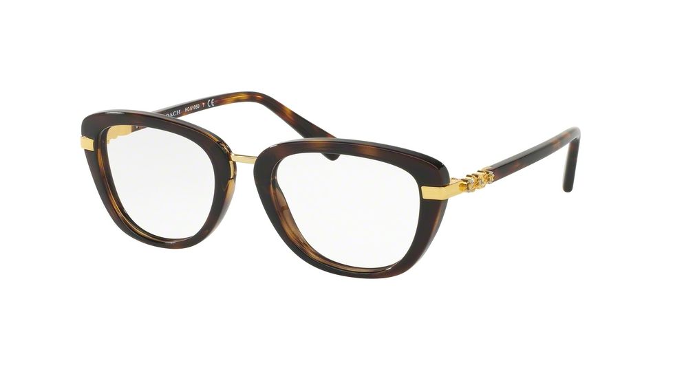 Coach HC6106BF Single Vision Prescription Eyeglasses 5453-53 - Dark Tortoise/Gold Frame