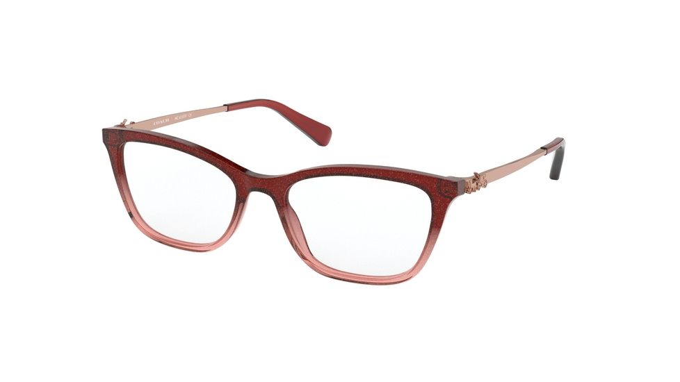 Coach HC6107F Single Vision Prescription Eyeglasses, 54mm, Pink Gradient With Glitter, HC6107F-5551-54-SV