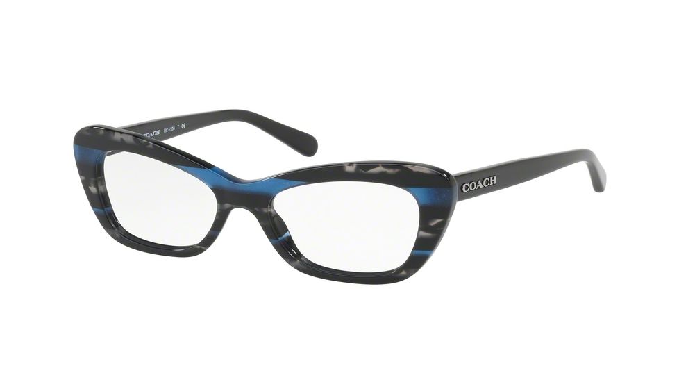 Coach HC6108 Single Vision Prescription Eyeglasses 5477-50 - Blue Glitter Varsity Stripe Frame