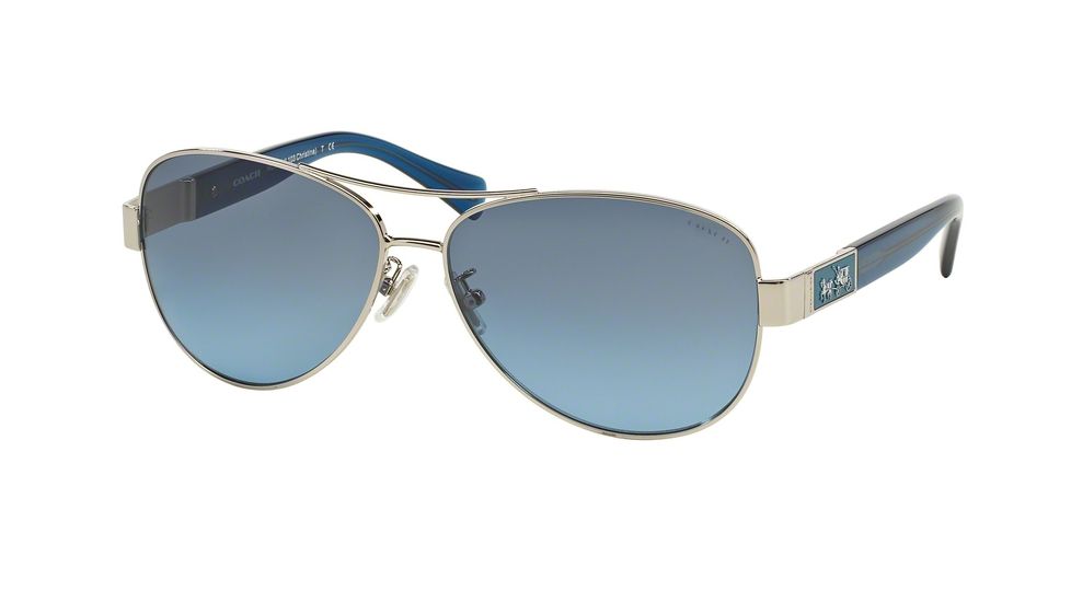 Coach L103 CHRISTINA HC7047 Single Vision Prescription Sunglasses HC7047-907817-59 - Lens Diameter 59 mm, Frame Color Silver / Blue
