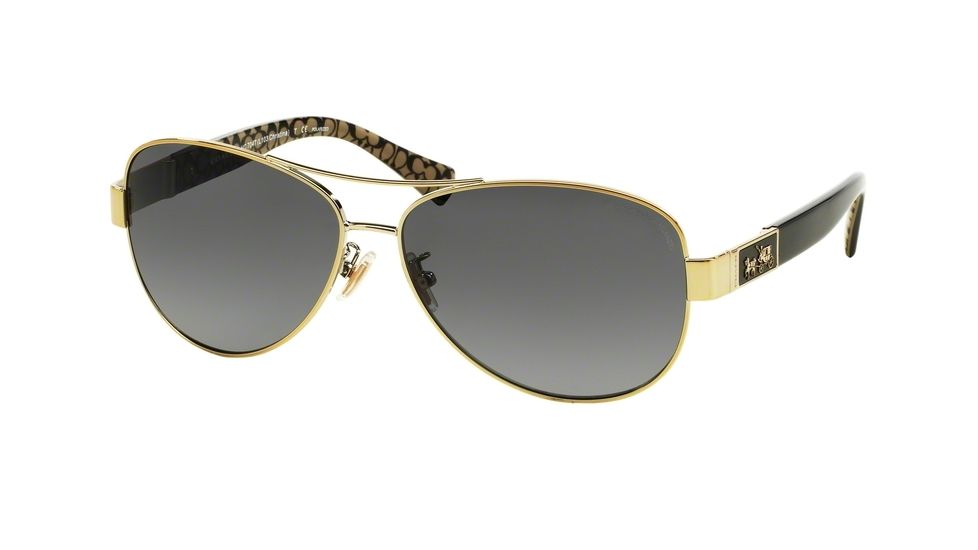 Coach L103 CHRISTINA HC7047 Single Vision Prescription Sunglasses, 59mm, Gold/Black Military Sig C, HC7047-9201T3-59-SV