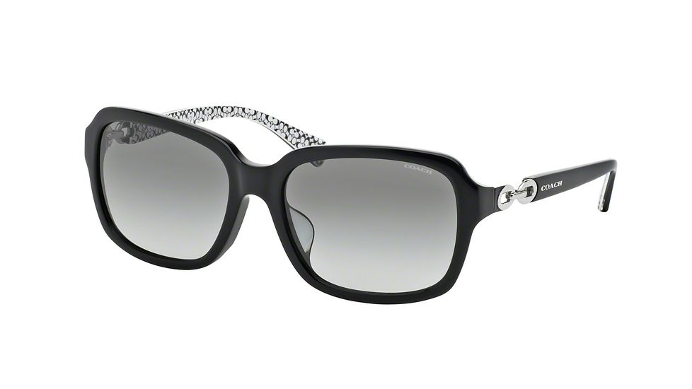 Coach L545 ASHLEY HC8104F Single Vision Prescription Sunglasses HC8104F-521411-57 - Lens Diameter 57 mm, Frame Color Black/Black White Sig C