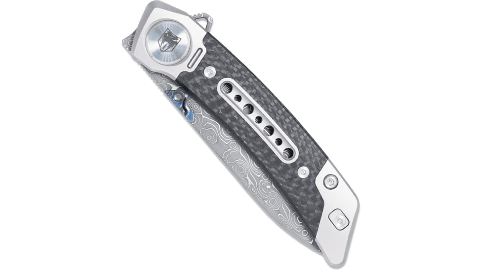CobraTec Knives Emperor Assisted Opening Folding Knife, 3in, VG-10 SS, Drop Point, Titanium/Carbon Fiber, Grey Handle, CTEMPDAMDNS