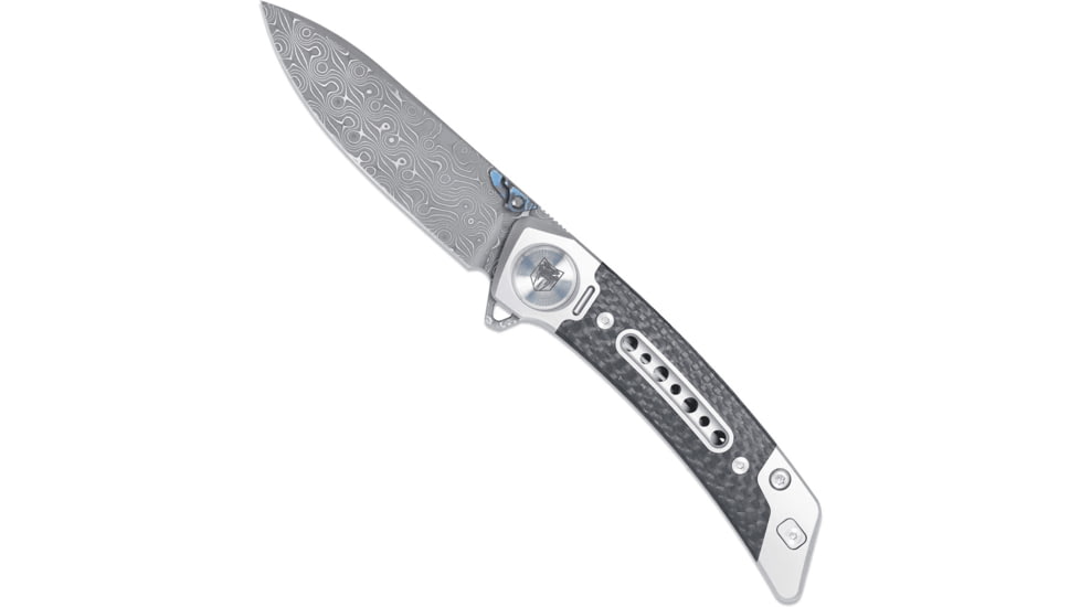 CobraTec Knives Emperor Assisted Opening Folding Knife, 3in, VG-10 SS, Drop Point, Titanium/Carbon Fiber, Grey Handle, CTEMPDAMDNS