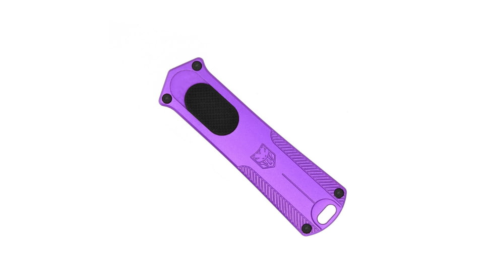 CobraTec Knives California 952 OTF Automatic Folding Knife, 1.75in, Stonewashed D2 Steel, Non-Serrated Dagger Blade, Purple, 952PURDAGNS