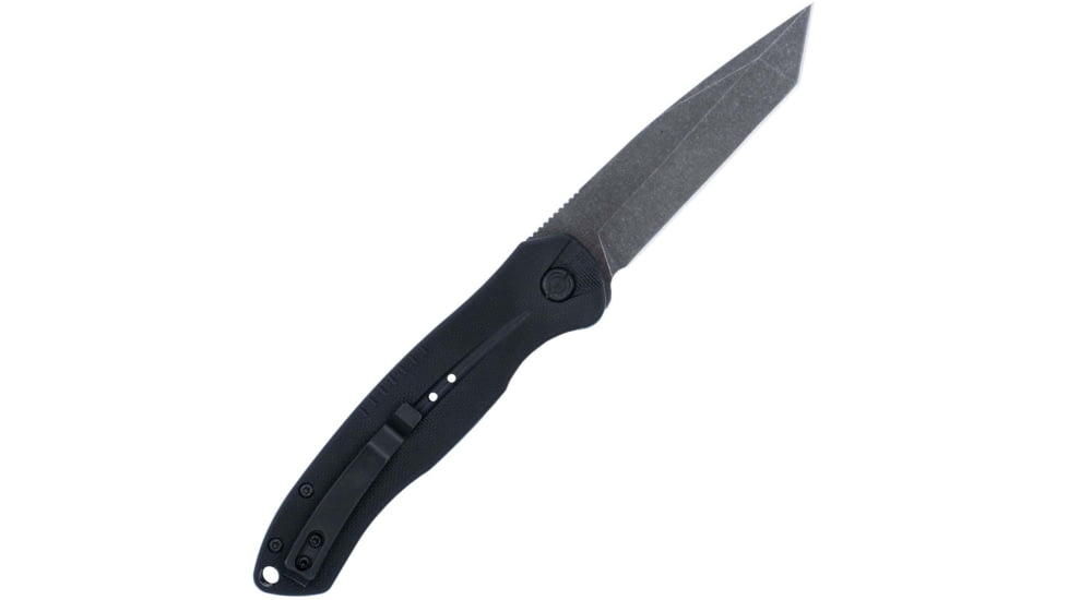 CobraTec Knives Diablo Automatic Folding Knife, 3.5in, D2 Steel, Plain Drop Point Blade, Stonewasheded, G-10, Black Handle, BLKDIABLOTNS