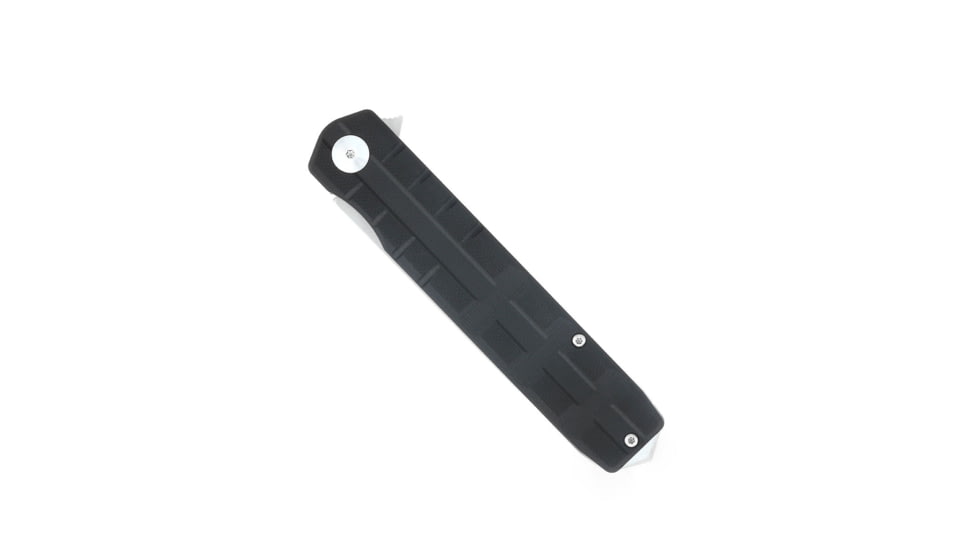 CobraTec Knives Large Kuzio Automatic Folding Knife, 3.75in, D2 Lightly Stonewashed, Drop Serrated Blade, Black Handle, CTKUZIOBLKDS