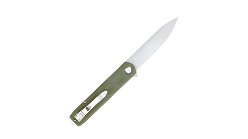 CobraTec Knives Large Kuzio Automatic Folding Knife, 3.75in, D2 Lightly Stonewashed, Drop Blade, Od Green Handle, CTKUZIOODGDNS