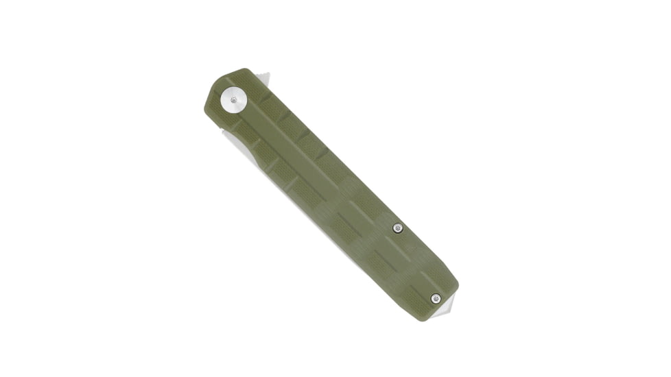 CobraTec Knives Large Kuzio Automatic Folding Knife, 3.75in, D2 Lightly Stonewashed, Drop Blade, Od Green Handle, CTKUZIOODGDNS