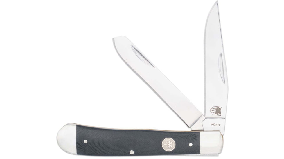 CobraTec Knives Traditional Two Blade Trapper Folding Knife, 2.93in, 2.87in, VG10, Clip Point, Spey, G-10 Black Handle, CTTDTRPG10BLK