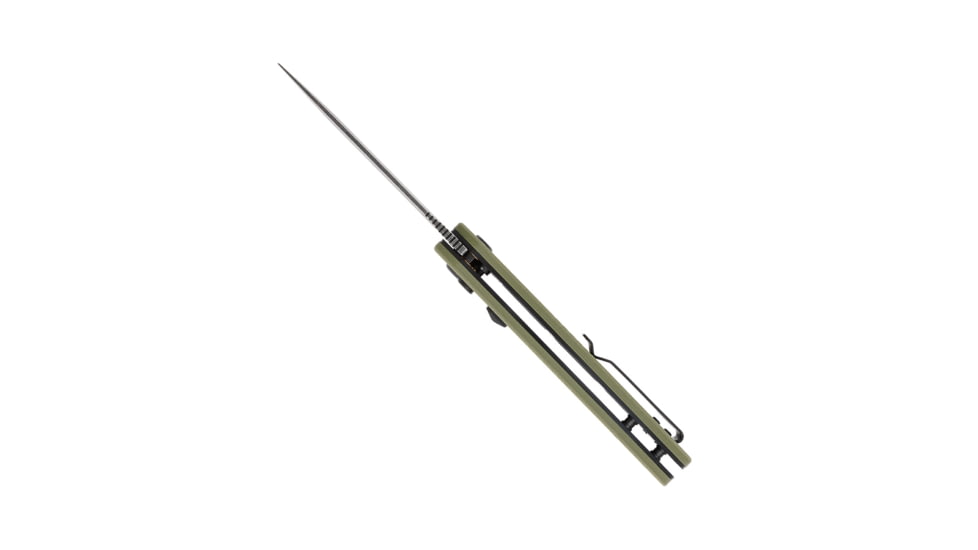 CobraTec Knives Diablo Side Button Auto Folding Knive, 3.5in, D2 Stonewash Steel, Drop Blade, Od Green, ODGDIABLOAUTO