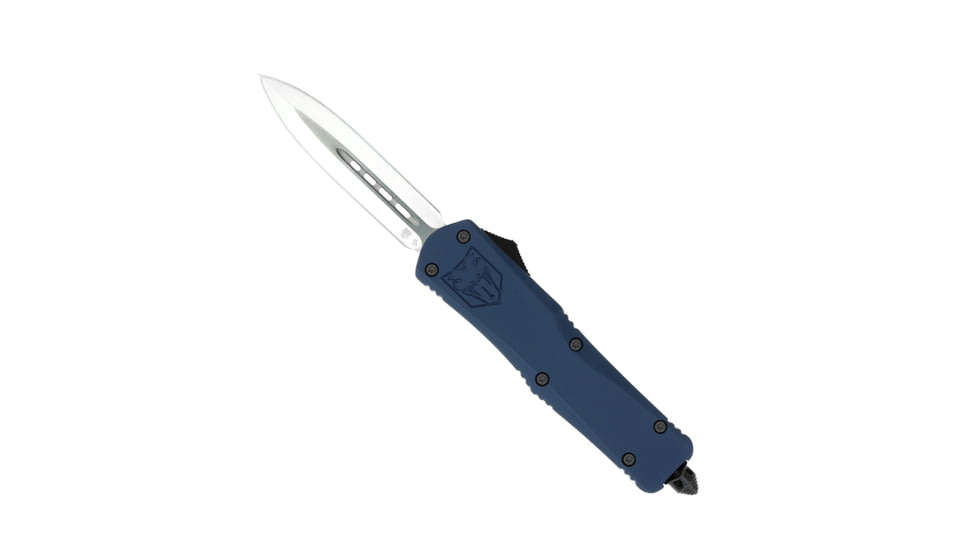 CobraTec Knives FS-3 Large OTF Automatic Folding Knife, 3.5in, D2 Steel, Dagger Non-Serrated Blade, Nypd Blue Handle, LNYFS-3DAGNS