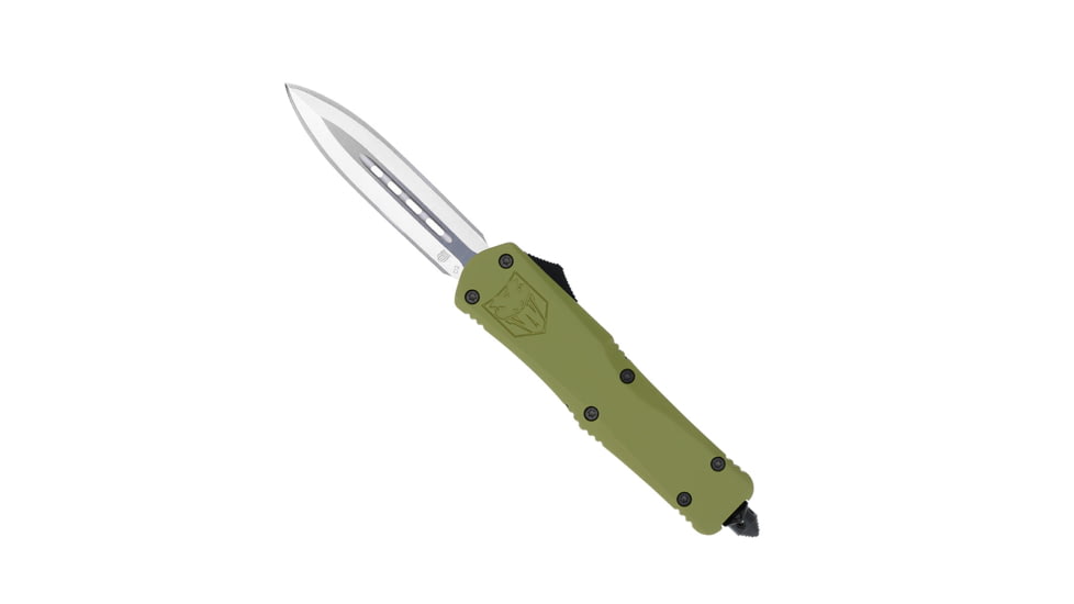 CobraTec Knives FS-3 Large OTF Automatic Folding Knife, 3.5in, D2 Steel, Dagger Non-Serrated Blade, Od Green Handle, LODFS-3DAGNS
