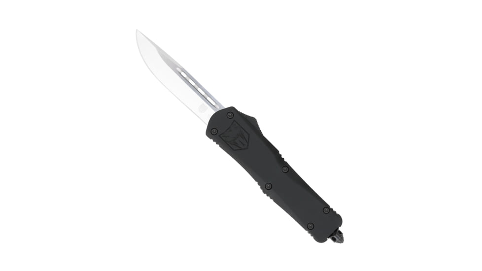 CobraTec Knives FS-3 Large OTF Automatic Folding Knife, 3.5in, D2 Steel, Drop Non-Serrated Blade, Black Handle, LBFS-3DNS