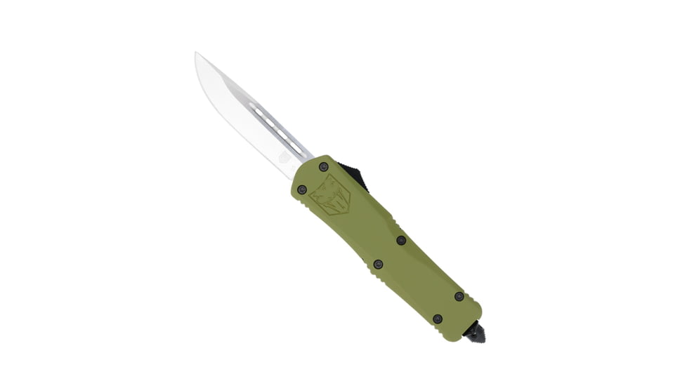 CobraTec Knives FS-3 Large OTF Automatic Folding Knife, 3.5in, D2 Steel, Drop Non-Serrated Blade, Od Green Handle, LODFS-3DNS