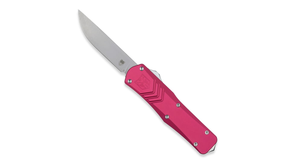 CobraTec Knives FS-X Medium Gen II OTF Automatic Folding Knife, 3in, Stonewashed D2 Steel Blade, Drop Non-Serrated Blade, Red Handle, MREDFS-XGEN2DNS