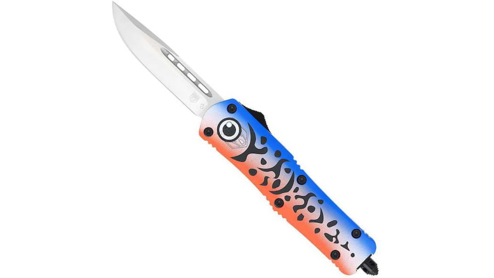 CobraTec Knives FS-3 Medium OTF Automatic Folding Knives, 3in, D2 Steel, Drop Non-Serrated Blade, Cerakote/Lure Blue Handle, MFLBLUFS-3DNS