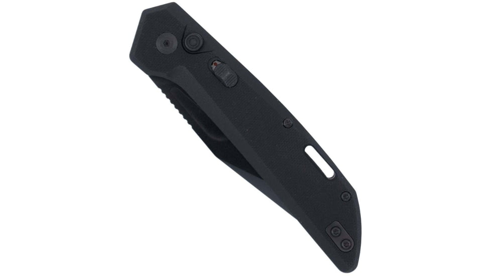 CobraTec Knives Naja Automatic Folding Knife, 3.5 in, Black Powder Coated D2 Steel, Plain Drop Point Blade, G-10 Scales, Black Handle, CTNAJBLK