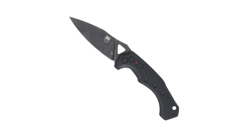 CobraTec Knives Ryker Automatic Folding Knives, 3.75in, D2 Stonewashed, Drop Point Blade, Black Handle, BAFRYK