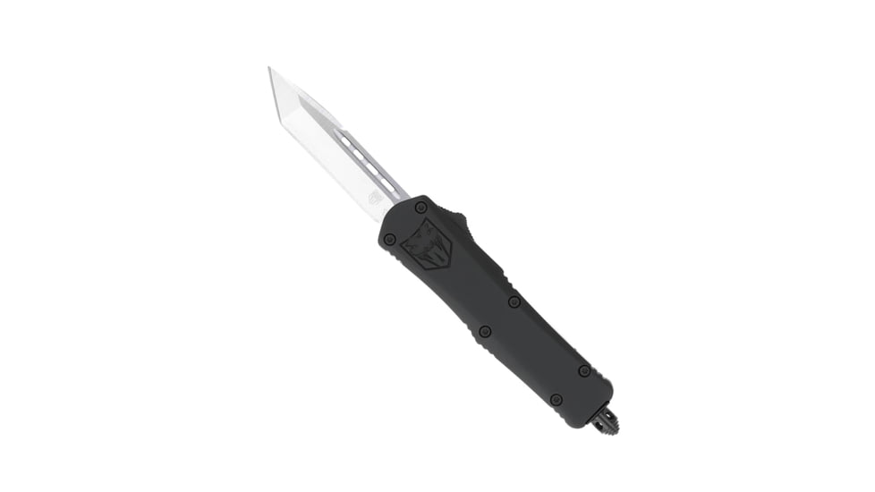 CobraTec Knives FS-3 Small OTF Automatic Folding Knife, 2.75in, D2 Steel, Tanto Non-Serrated Blade, Black Handle, SBFS-3TNS