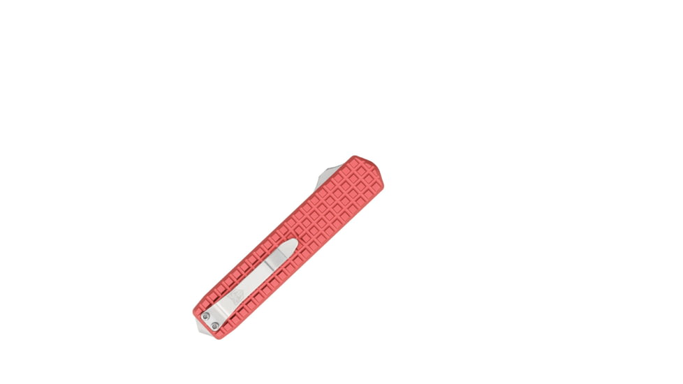 CobraTec Knives Small Warrior OTF Knife, 2.25in, M390 Drop Non-Serrated Blade, Red Handle, SCTWRDM390DNS