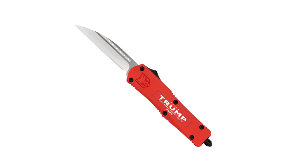 CobraTec Knives Trump 2024 Medium OTF 3 in Fixed Blade Knife, D2 Steel Blade, Cerakoted Handle, Wharncliffe, Not Serrated, Red, MTRP24REDWNS
