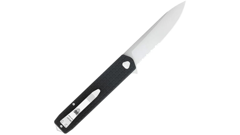 CobraTec Knives Medium Cayden Assisted Opening Folding Knife, 3.25 in, D2 Steel, Drop Point Serrated Blade, G-10, Black Handle, MCTCAYDENBLKDS