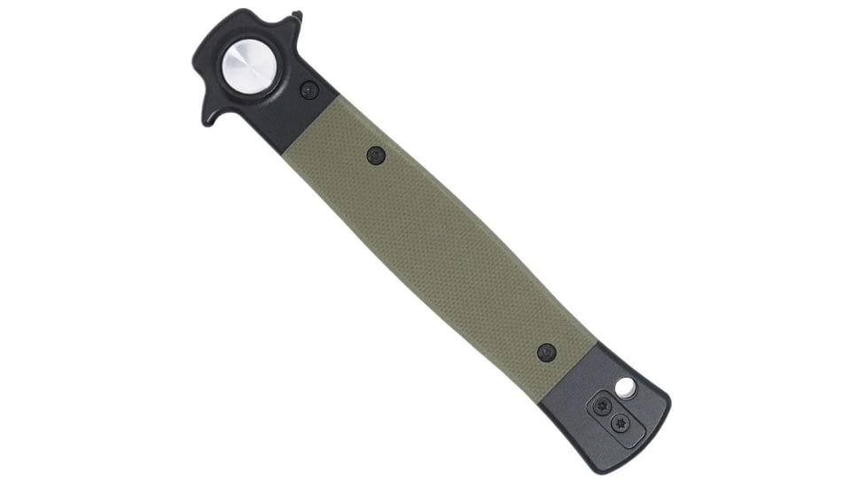 CobraTec Stiletto Button Lock Assisted Opening Folding Knife, OD Green/Black, G10 Handle, 1410171