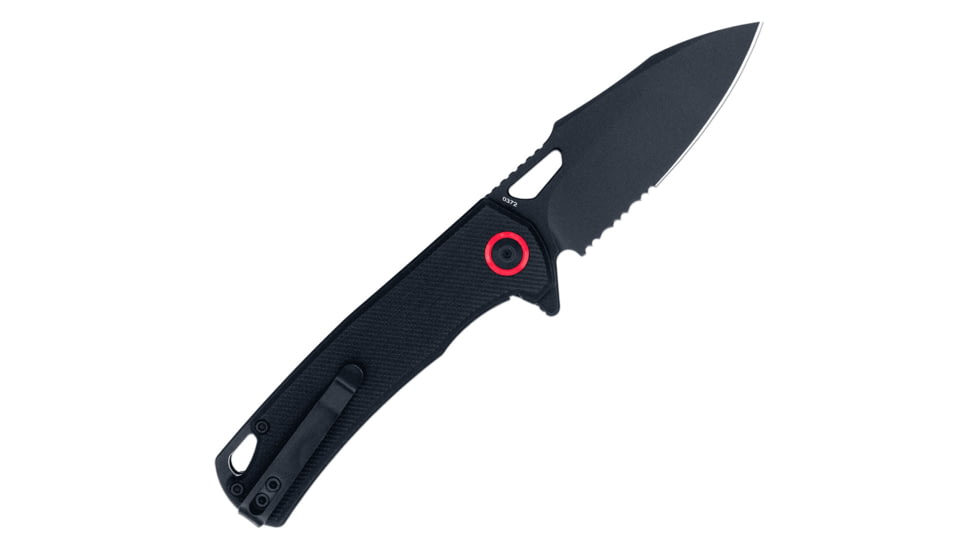 CobraTec Knives Wolverine Liner Lock Serrated Folding Knife, 3.125 in, D2 Steel, Drop Point Blade, G-10, Black Handle, CTWOLVERINEBLKDS