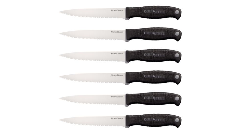 Cold Steel 10 inSteak Knife Set, Black/Silver, 10in, CS-59KSS6Z