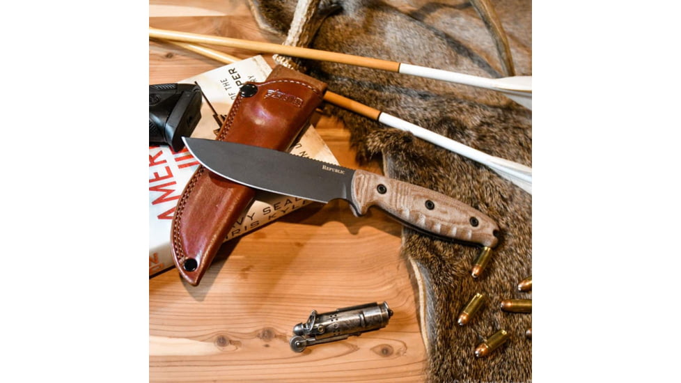 Cold Steel Republic Bushcraft Folding Knife, 5in, S35VN Drop Point Blade, Natural Micarta Handle, CS-FX-50FLD