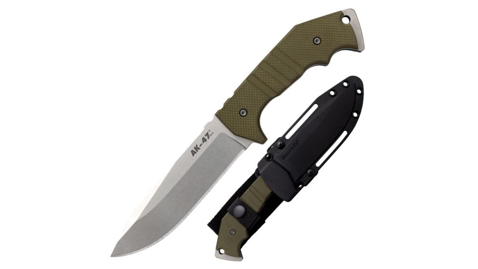 Cold Steel AK-47 Field Knife, 5.5in Blade Length, CPM3-V Steel, Stonewashed Finish, CS-14AKA