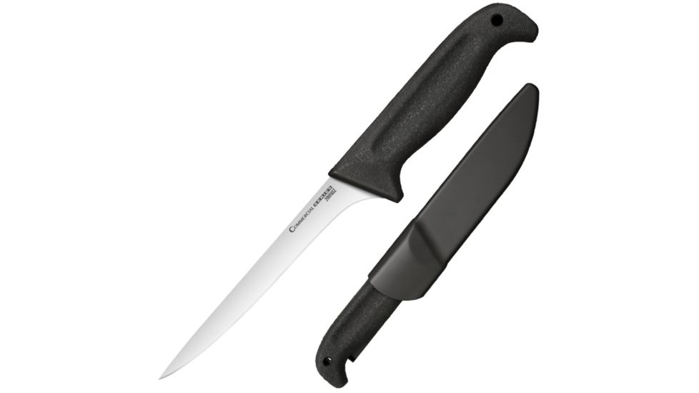 Cold Steel Commercial Series 6in Filet Knife with Sheath, Black/Silver, 11 1/4in, CS-20VF6SZ