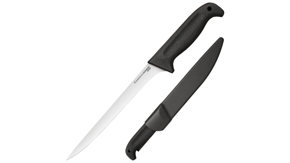 Cold Steel Commercial Series 8in Filet Knife with Sheath, Black/Silver, 13 1/4in, CS-20VF8SZ