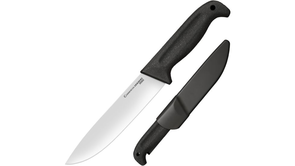 Cold Steel Commercial Series Scalper Fixed Blade Knife, 6.5in, 4116 Stainless Blade, Black Kray-Ex Handle, CS-20VSKSZ