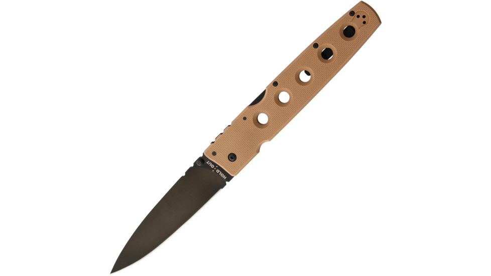 Cold Steel Hold Out I Lockback Tan Folding Knife,5.5in,Standard Edge,Black,Tan,G10 Handle CS11HXVB