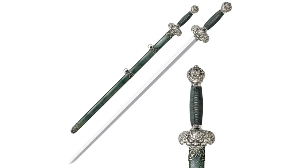 Cold Steel Jade Lion Gim, Cord Wrapped Handle, Plain Edge, CS-88RLG