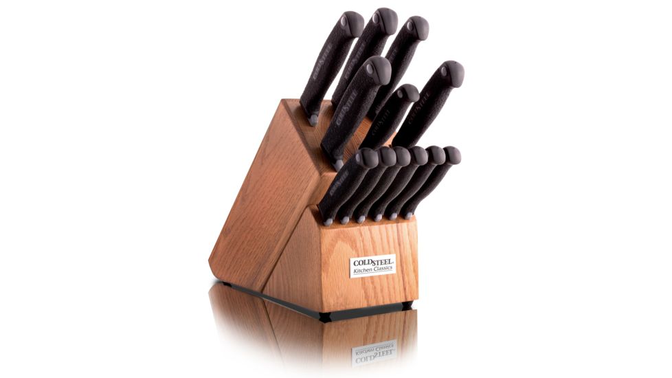 Cold Steel Kitchen Classic Wood Block Only, Holds 12 Knives, CS-59KBL
