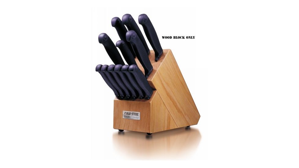 Cold Steel Kitchen Classic Wood Block Only, Holds 12 Knives, CS-59KBL