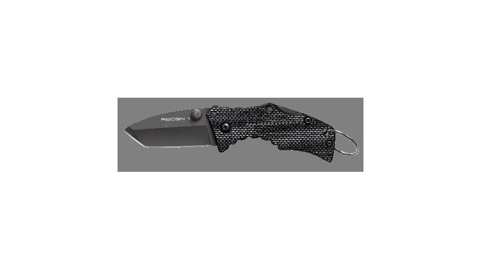 Cold Steel Micro Recon 1 Folding Knife, Japanese AUS 8A Stainless Steel w/Black Tuff-Ex Coating 2in Tanto Blade, Griv-Ex Style G-10 Handle, CS-27TDT