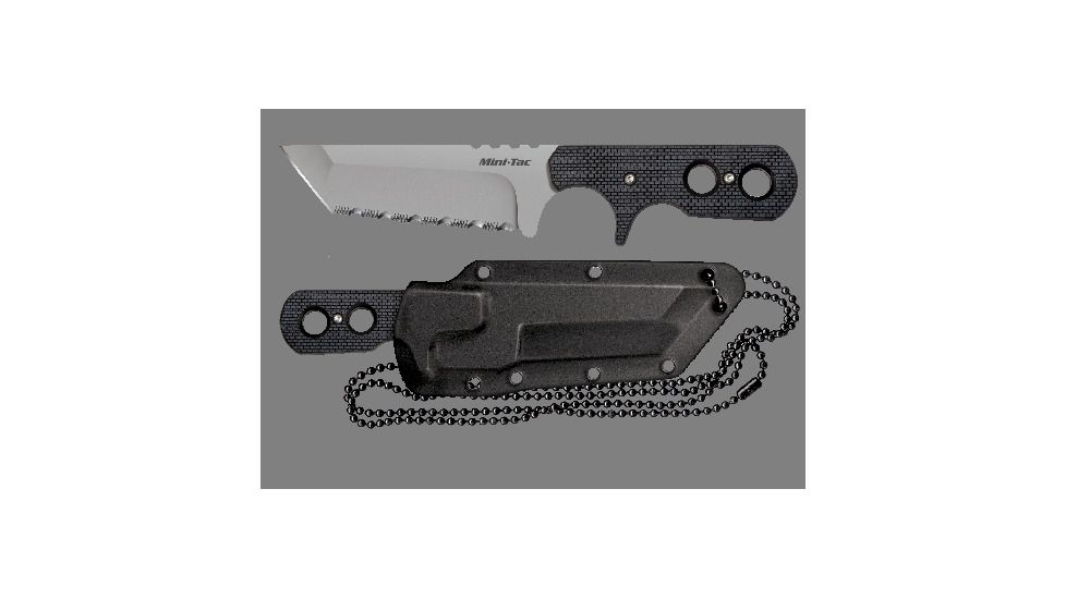 Cold Steel Mini Tac 6.5in Tanto Fixed Blade Neck Knife, Serrated, CS-49HTFS